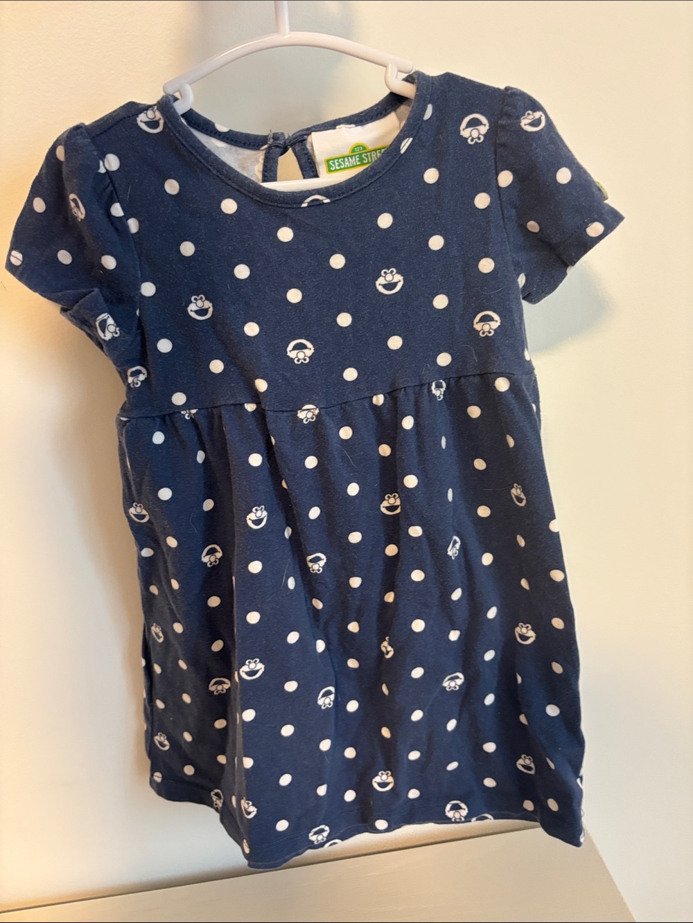 Sesame Street Navy White Polka Dot Girls Dress